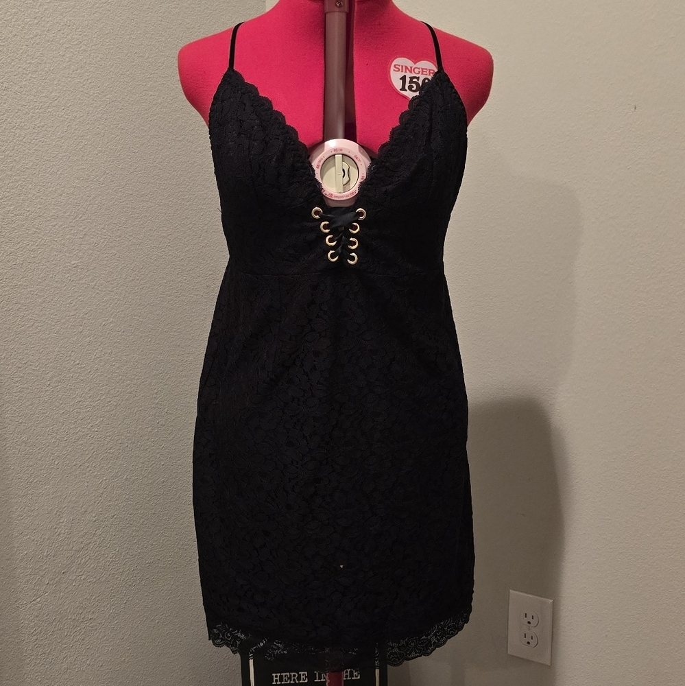 Victoria's Secret Black Lace Mini Lingerie Dress